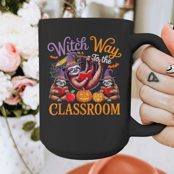 Way To Classroom Halloween Witch Three Cute Sloths Teacher Graphic Print Coffee Mug, funny design Way To Classroom Halloween Witch Three Cute Sloths Teacher Graphic Print Coffee Mug, funny design