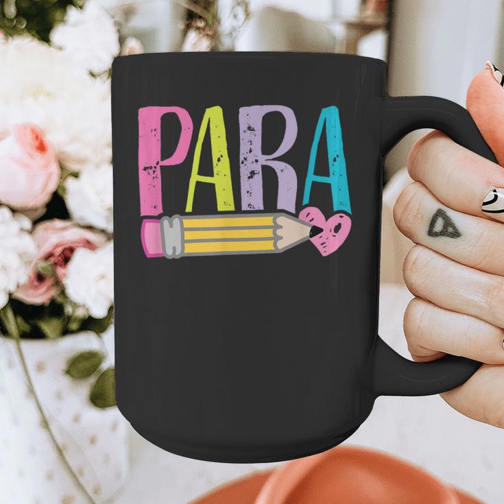 Colorful PARA Teacher Paraprofessional Cute Pencil Graphic Print Coffee Mug, funny design