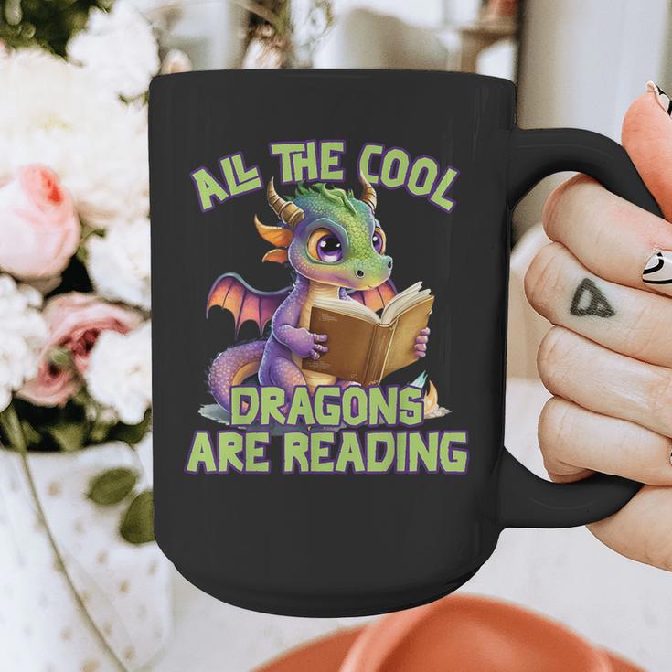 All The Cool Dragons Are Reading Dragon Teacher Graphic Print Coffee Mug, funny design