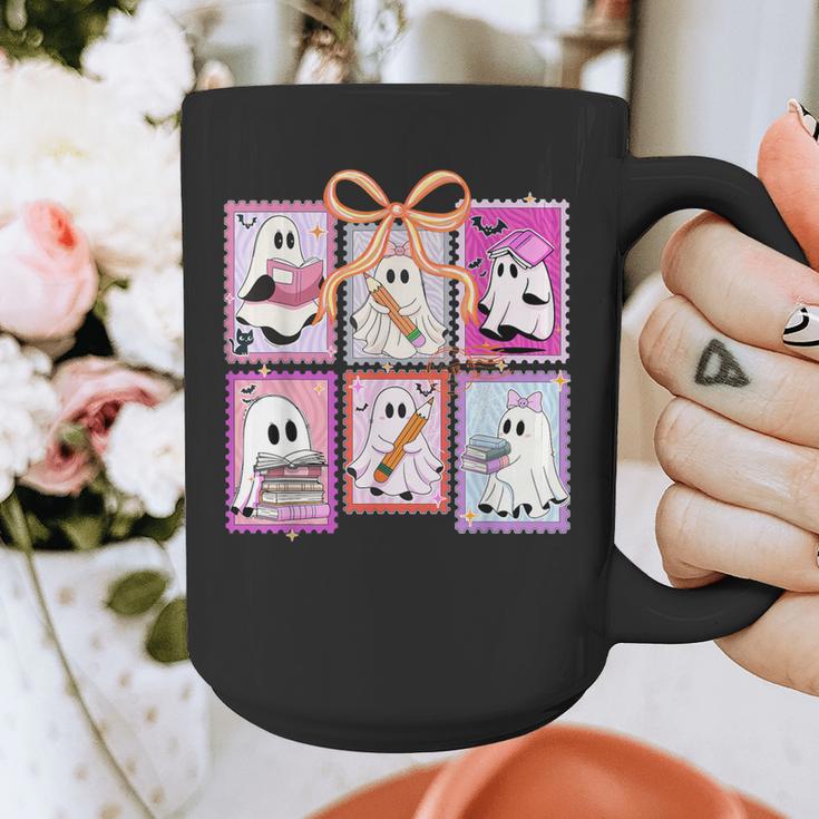 Coquette Bow Spooky Teacher Ghost Halloween Trick Or Teach Graphic Print Coffee Mug, funny design Coquette Bow Spooky Teacher Ghost Halloween Trick Or Teach Graphic Print Coffee Mug, funny design