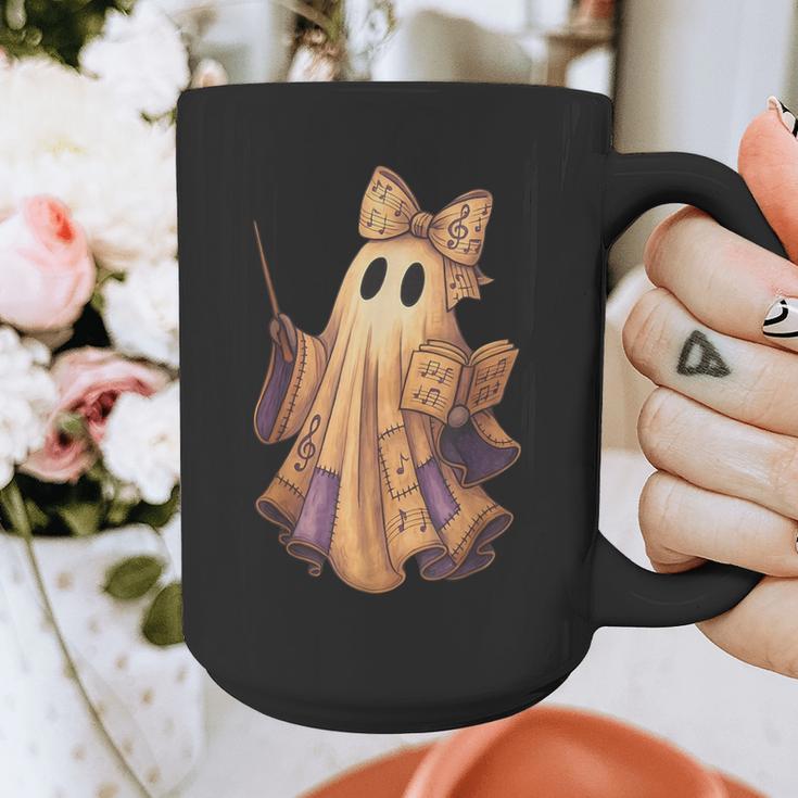 Coquette Music Note Patchwork Ghost Music Teacher Halloween Graphic Print Coffee Mug, funny design