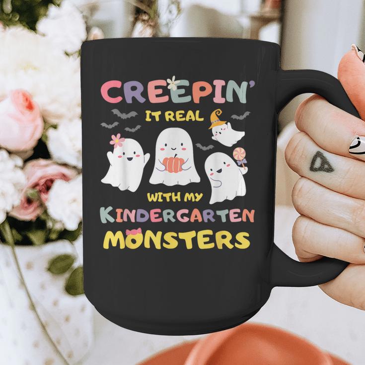 Creepin It Real With Kindergarten Monsters Halloween Teacher Graphic Print Coffee Mug, funny design Creepin It Real With Kindergarten Monsters Halloween Teacher Graphic Print Coffee Mug, funny design