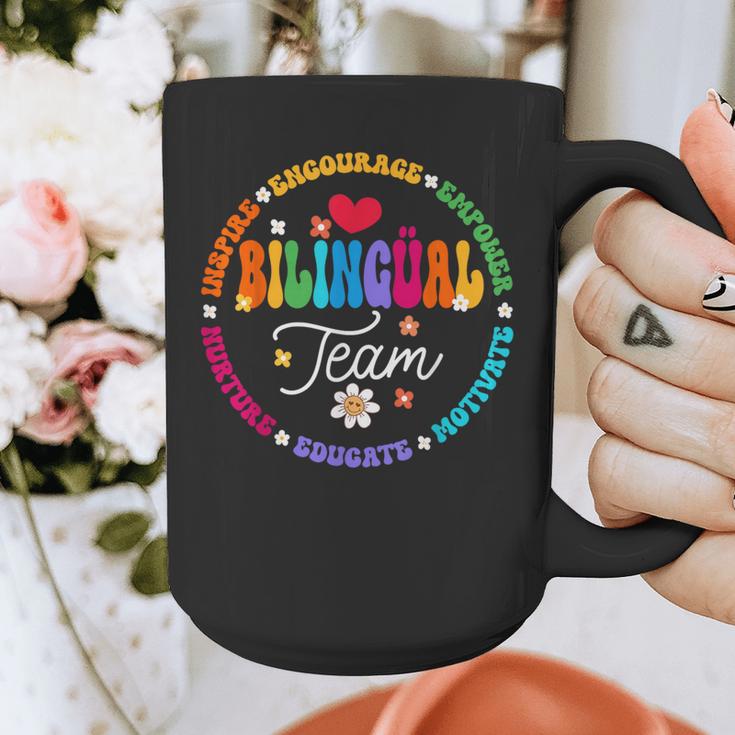 Cultivando Bilingues Dual Language Bilingual Team Teacher Graphic Print Coffee Mug, funny design