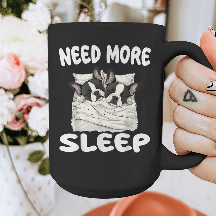 Cute Boston Terrier Need More Sleep Pajamas Nightgown Graphic Print Coffee Mug, funny design