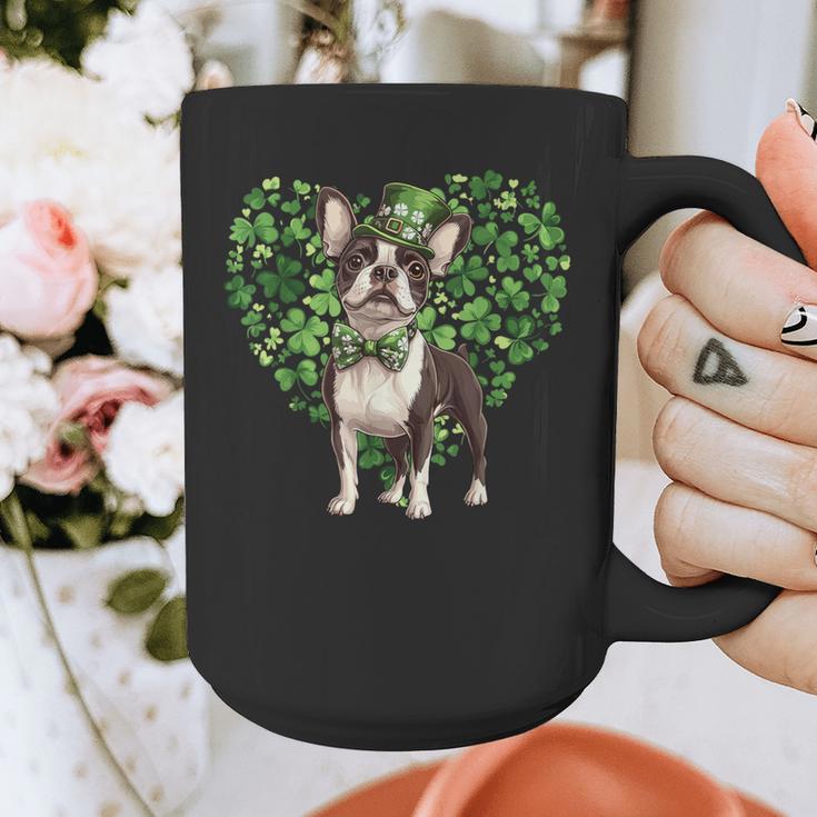 Cute Boston Terrier Shamrock St Patrick's Day Dog Lover Men Women Kids Graphic Print Coffee Mug, funny design