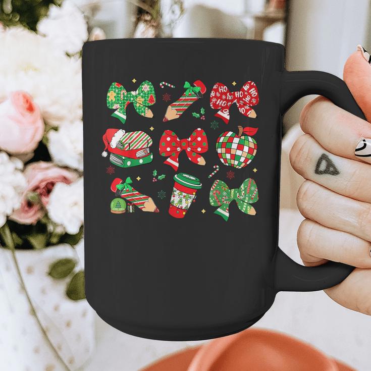 Cute Coquette Pencil Bow Christmas School Teacher Student Graphic Print Coffee Mug, funny design Cute Coquette Pencil Bow Christmas School Teacher Student Graphic Print Coffee Mug, funny design