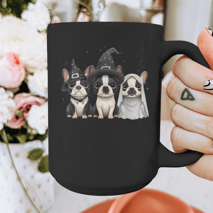 Cute Halloween Boston Terrier Dogs Witch Hat Ghost Dog For Men Women Kids Graphic Print Coffee Mug, Boston Terrier Ghost Gifts, Boston Terrier Halloween Gifts, funny design