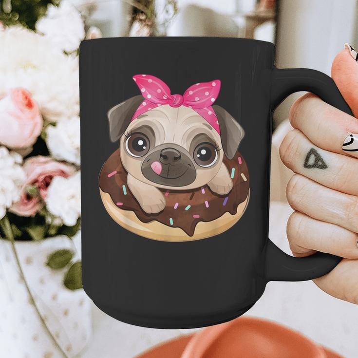 Cute Pug Shirt Donut Girls Dog Graphic Print Coffee Mug, funny design
