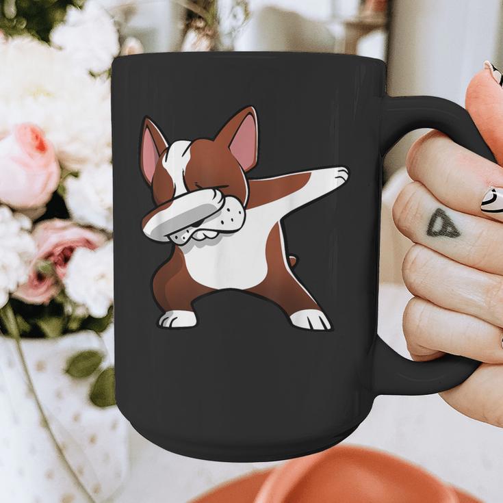 Dabbing Red Boston Terrier Dab Dance Dog Men Women Kids Graphic Print Coffee Mug, funny design