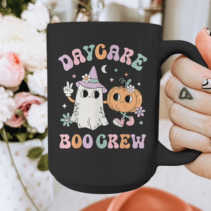 Daycare Boo Crew Groovy Halloween Floral Ghost Kid Teacher Graphic Print Coffee Mug, Groovy Teacher Gifts, funny design