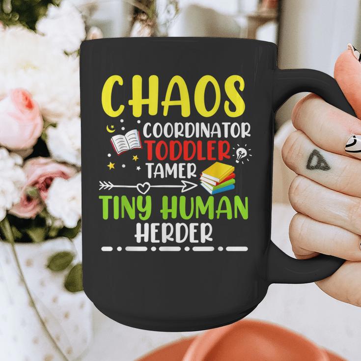 Daycare Teacher School Chaos Coordinator Toddler Tamer For Men Women Kids Graphic Print Coffee Mug, funny design