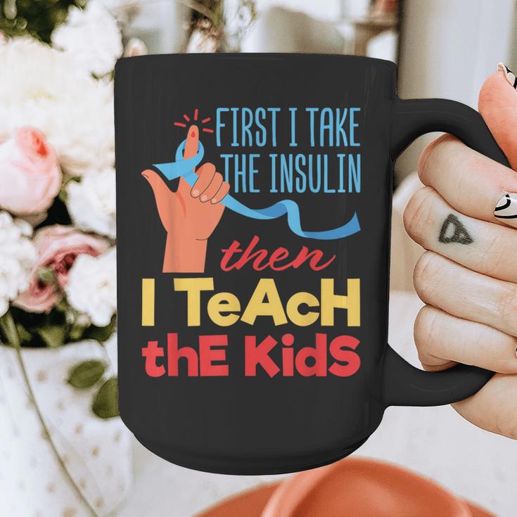 Diabetic Teacher Diabetes Awareness Insulin Blue Ribbon Graphic Print Coffee Mug, funny design