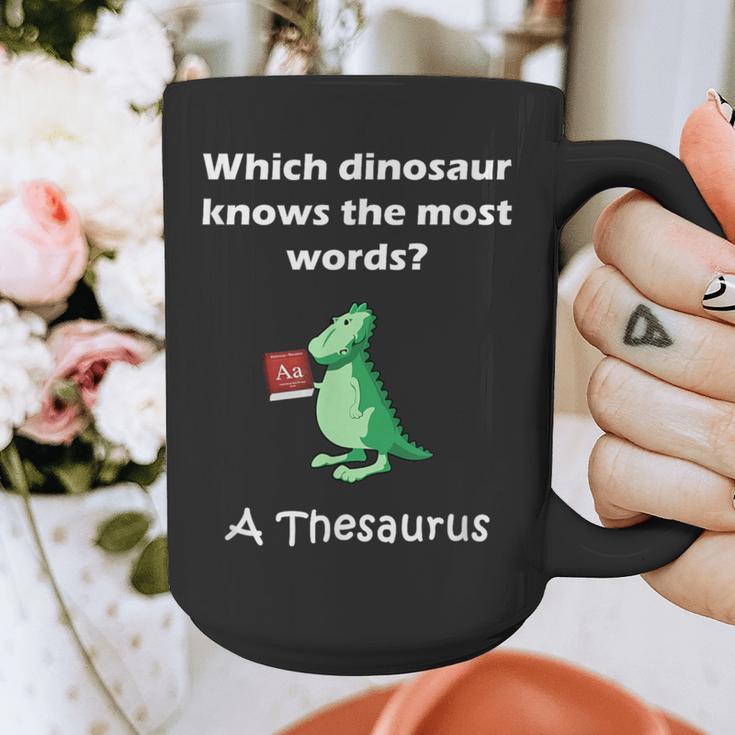 Dinosaur Thesaurus Grammar Joke Teacher Graphic Print Coffee Mug, funny design