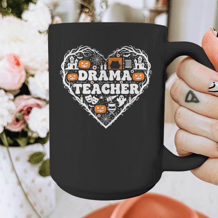 Drama Teacher Heart Pumpkin Ghost Halloween Kids Graphic Print Coffee Mug, funny design