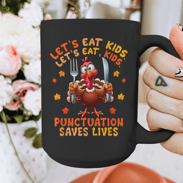 Eat Kids Punctuation Saves Lives Thanksgiving Turkey Teacher Graphic Print Coffee Mug, funny design Eat Kids Punctuation Saves Lives Thanksgiving Turkey Teacher Graphic Print Coffee Mug, funny design