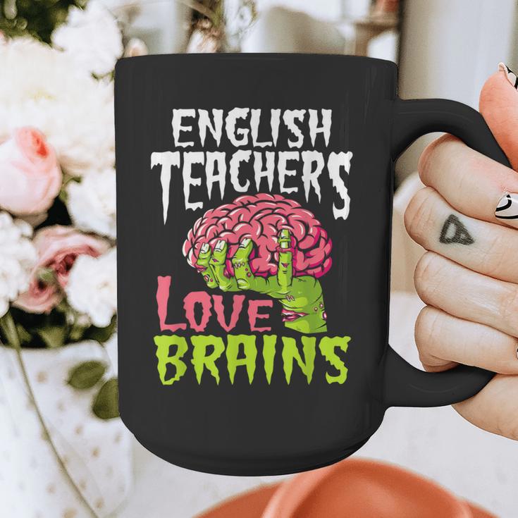 English Teachers Love Brains Zombie Teacher School Halloween Graphic Print Coffee Mug, English Teacher Gifts, funny design