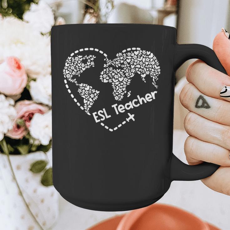 ESL Teacher ESOL Student Cute Heart Shape English Teacher Graphic Print Coffee Mug, Esl Teacher Gifts, English Teacher Gifts, funny design