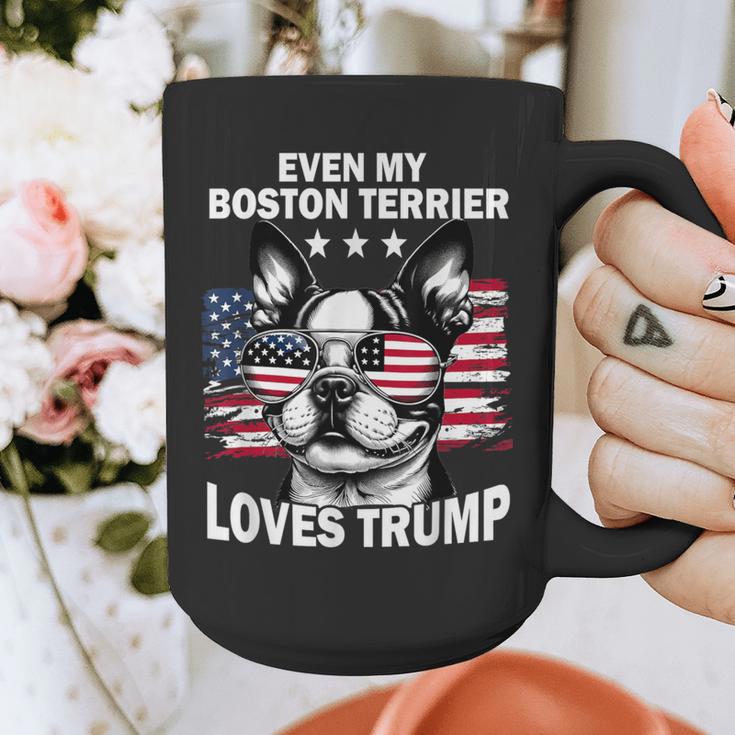 Even My Boston Terrier Loves Trump Trump Supporter Dog Lover Graphic Print Coffee Mug, funny design