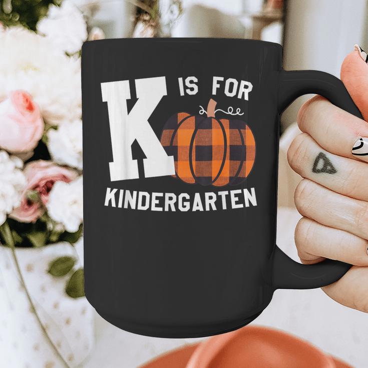 Fall Kindergarten Teacher K Is For Buffalo Plaid Pumpkin Graphic Print Coffee Mug, funny design Fall Kindergarten Teacher K Is For Buffalo Plaid Pumpkin Graphic Print Coffee Mug, funny design