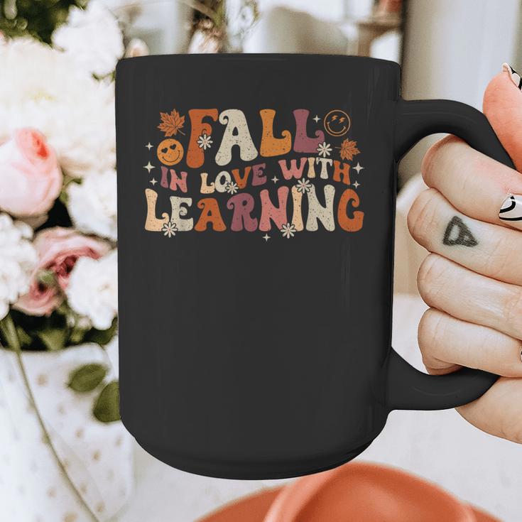 Fall In Love With Learning Autum Thanksgiving Teacher Kids Graphic Print Coffee Mug, funny design