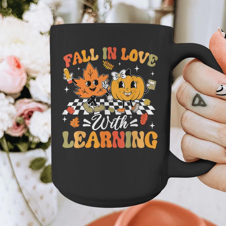 Fall In Love With Learning Fall Teacher Thanksgiving Retro Graphic Print Coffee Mug, funny design Fall In Love With Learning Fall Teacher Thanksgiving Retro Graphic Print Coffee Mug, funny design