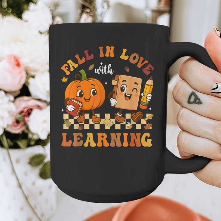Fall In Love With Reading Book Autumn Pumpkins And Teachers Graphic Print Coffee Mug, funny design