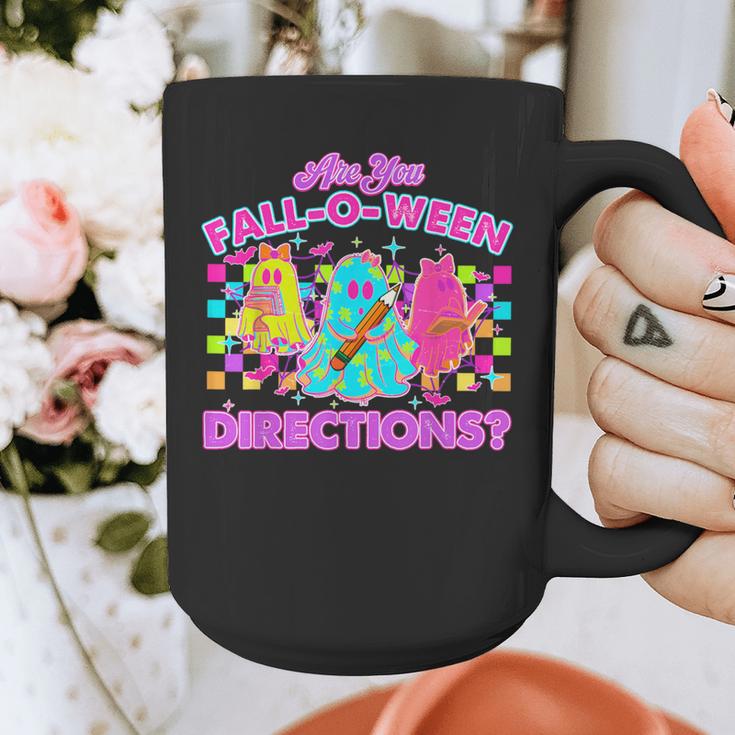 Are You Fall-O-Ween Directions Teacher Ghost Halloween Graphic Print Coffee Mug, funny design