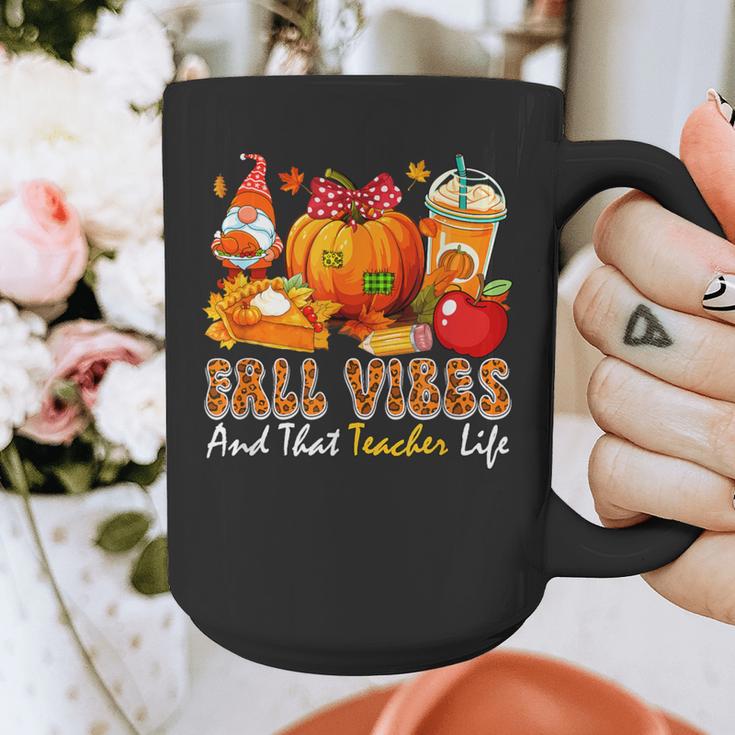 Fall Vibes Costume Teacher Thanksgiving Leopard Gnome Graphic Print Coffee Mug, funny design Fall Vibes Costume Teacher Thanksgiving Leopard Gnome Graphic Print Coffee Mug, funny design