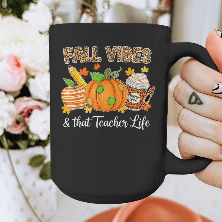 Fall Vibes And That Teacher Life Autumn Thanksgiving Graphic Print Coffee Mug, funny design Fall Vibes And That Teacher Life Autumn Thanksgiving Graphic Print Coffee Mug, funny design