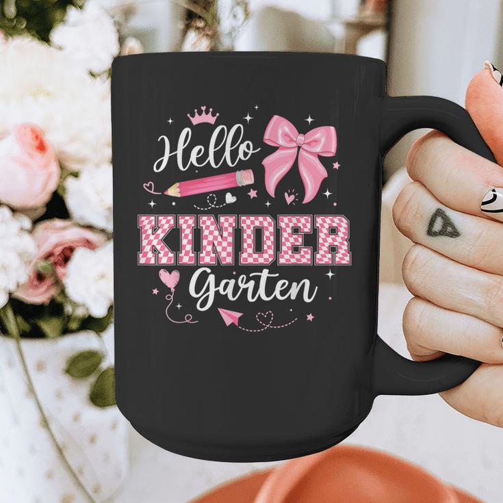 First Day Of School Teacher Girl Coquette Hello Kindergarten Graphic Print Coffee Mug, funny design
