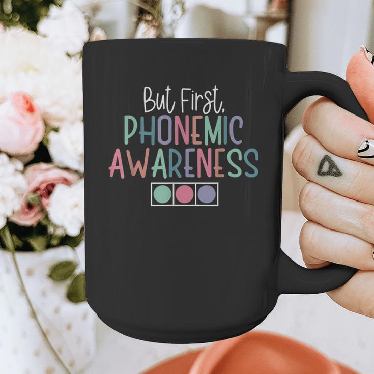 But First Phonemic Awareness Reading Teacher Interventionist Graphic Print Coffee Mug, funny design