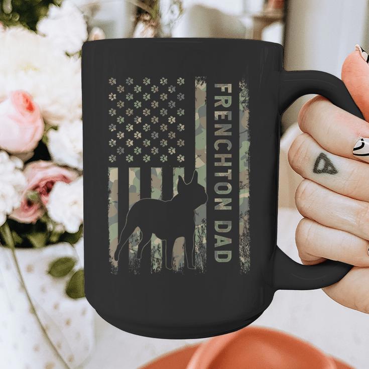 Frenchton Dad French Bulldog Boston Terrier Camo USA Flag Graphic Print Coffee Mug, Couple Gifts, Boston Terrier Dad Gifts, French Bulldog Dad Gifts, funny design