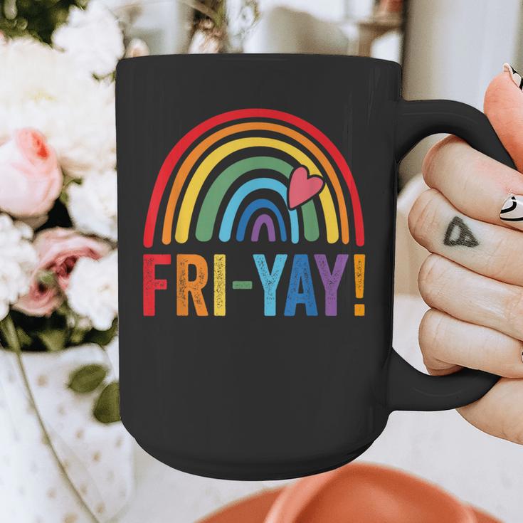 Fri-Yay Friyay Rainbow Colors Teacher Childrens Fun Designs Graphic Print Coffee Mug, funny design Fri-Yay Friyay Rainbow Colors Teacher Childrens Fun Designs Graphic Print Coffee Mug, funny design