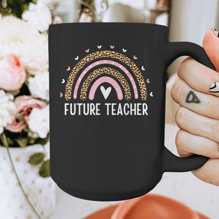Future Teacher Kids Youth Girls Leopard Rainbow Women Graphic Print Coffee Mug, Future Teacher Gifts, funny design