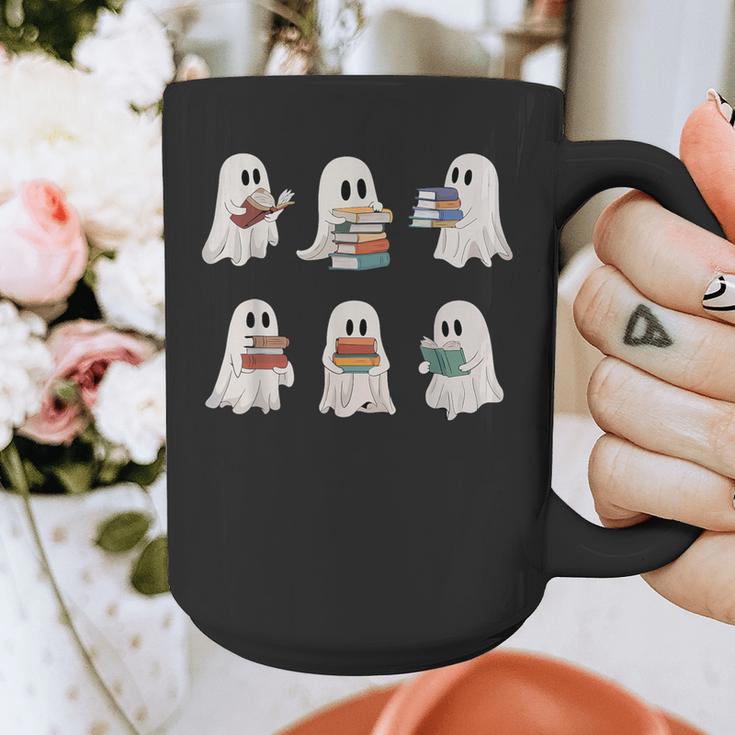 Ghost Reading Books Teacher Halloween Librarian Cute Boook Graphic Print Coffee Mug, funny design