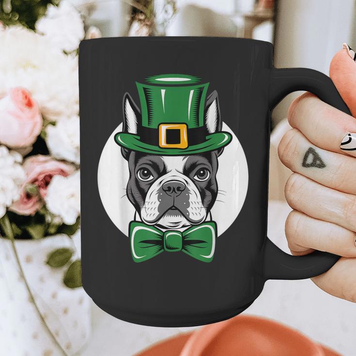 Green Boston Terrier Shamrock St Patricks Day Boston Terrier Graphic Print Coffee Mug, funny design