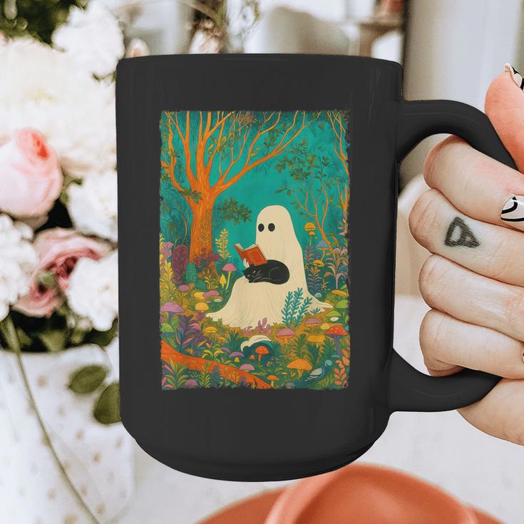 Groovy Ghost Reading Book Cat Halloween Ghost Teacher Graphic Print Coffee Mug, Groovy Teacher Gifts, funny design Groovy Ghost Reading Book Cat Halloween Ghost Teacher Graphic Print Coffee Mug, Groovy Teacher Gifts, funny design