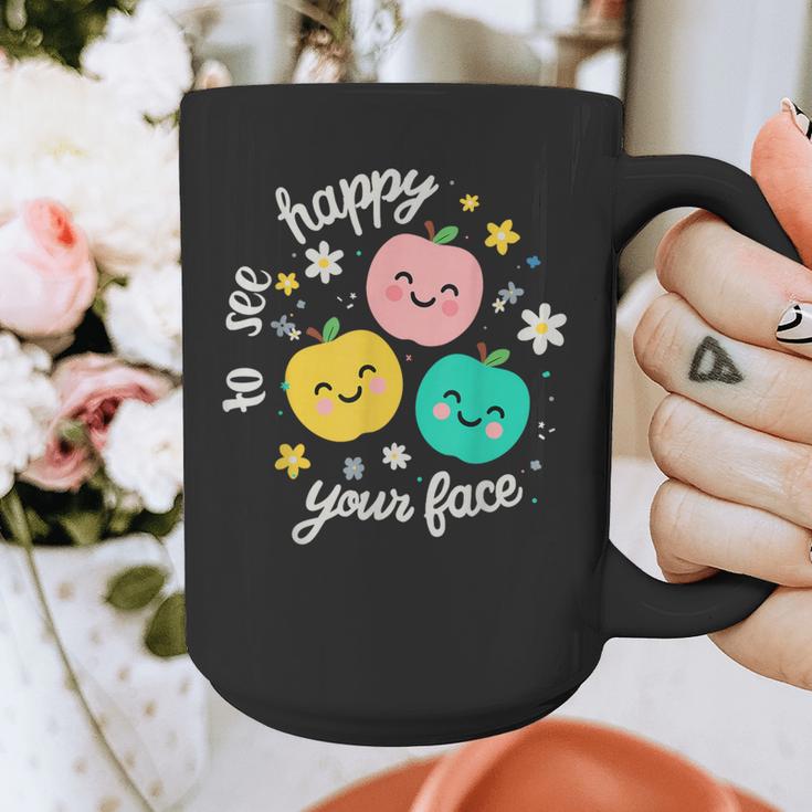 Groovy Happy To See Your Face Teacher School Appreciation Graphic Print Coffee Mug, Groovy Teacher Gifts, funny design