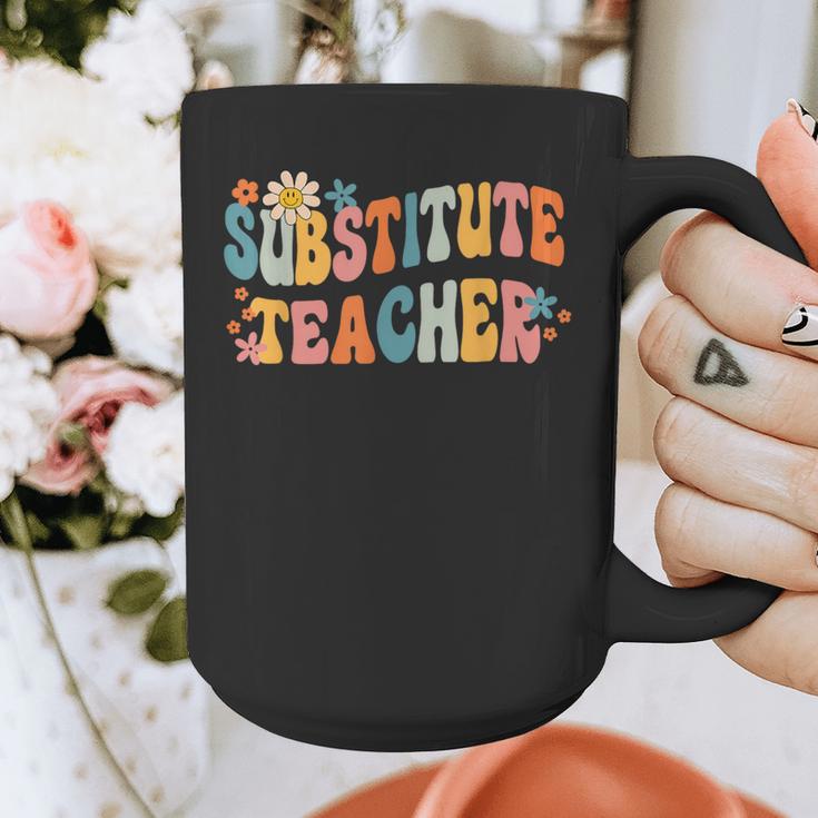 Groovy Substitute Teacher Retro Teacher Back To School Graphic Print Coffee Mug, Groovy Teacher Gifts, funny design Groovy Substitute Teacher Retro Teacher Back To School Graphic Print Coffee Mug, Groovy Teacher Gifts, funny design