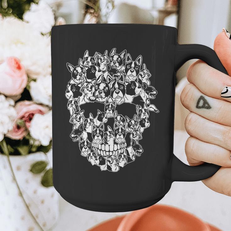 Halloween Costume Skull Boston Terrier Dog Lover Graphic Print Coffee Mug, Boston Terrier Halloween Gifts, funny design