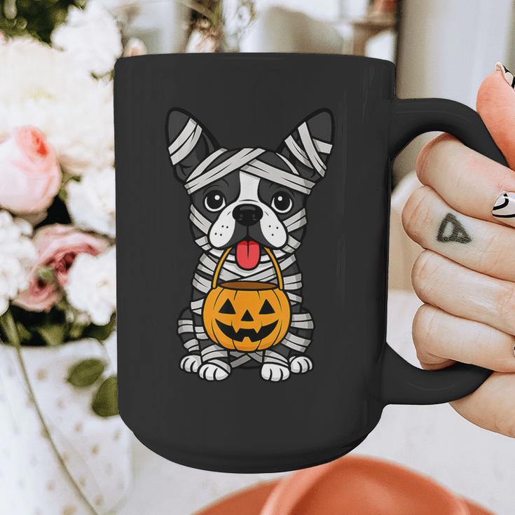 Halloween Dog Boston Terrier Mummy Costume Men Women Kids Graphic Print Coffee Mug, Boston Terrier Halloween Gifts, funny design