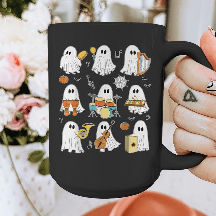 Halloween Ghost Music Teacher Playing Instruments Graphic Print Coffee Mug, funny design Halloween Ghost Music Teacher Playing Instruments Graphic Print Coffee Mug, funny design