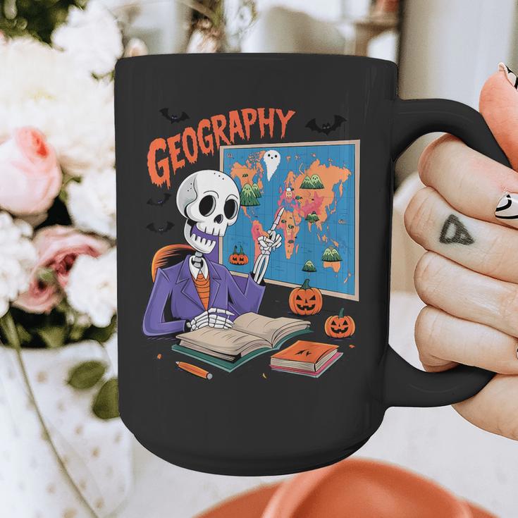 Halloween Skeleton Geography Teacher Pumpkin Bats Classroom Graphic Print Coffee Mug, funny design Halloween Skeleton Geography Teacher Pumpkin Bats Classroom Graphic Print Coffee Mug, funny design