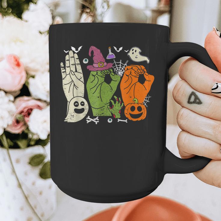 Halloween SPED Teacher Boo In ASL Boo Hands Sign Language Graphic Print Coffee Mug, funny design
