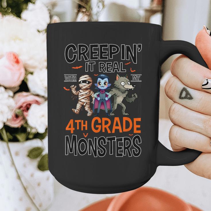 Halloween Teacher Creepin It Real With My 4th Grade Monsters Graphic Print Coffee Mug, 4th Grade Teacher Gifts, funny design Halloween Teacher Creepin It Real With My 4th Grade Monsters Graphic Print Coffee Mug, 4th Grade Teacher Gifts, funny design