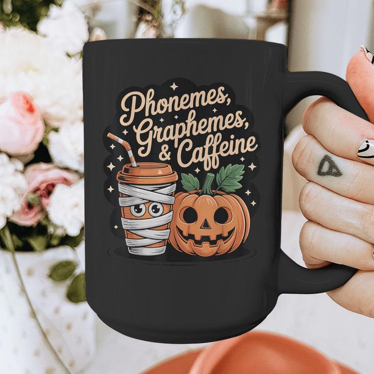 Halloween Teacher Phonemes Graphemes Caffeine Coffee Lover Graphic Print Coffee Mug, funny design Halloween Teacher Phonemes Graphemes Caffeine Coffee Lover Graphic Print Coffee Mug, funny design