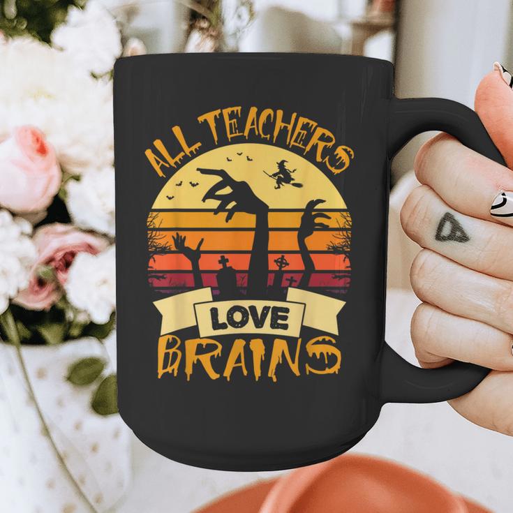 Halloween Teacher Shirt All Teachers Love Brains Halloween Men Women Graphic Print Coffee Mug, funny design