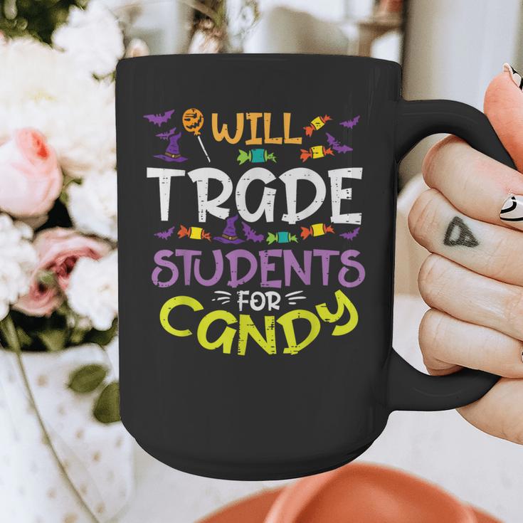 Halloween Teacher Will Trade Students For Candy Women Men Graphic Print Coffee Mug, funny design