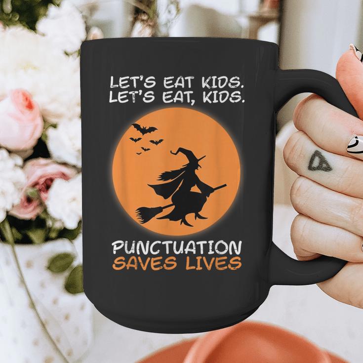 Halloween Teacher Witch Lets Eat Kids Punctuation Graphic Print Coffee Mug, funny design Halloween Teacher Witch Lets Eat Kids Punctuation Graphic Print Coffee Mug, funny design