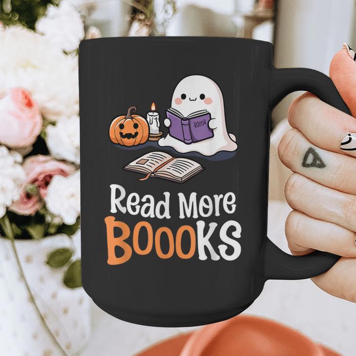 Halloween Teacher Women Cute Reading Ghost Read More Books Graphic Print Coffee Mug, funny design